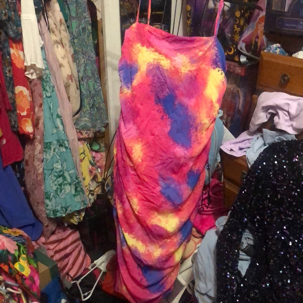 Bar III Vibrant Tie-Dye Maxi Dress
